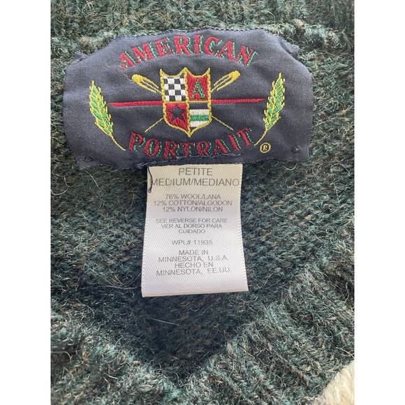 Vintage 80s American Portrait Limited Edition Sweater Wool Blend Womens Petite M - Picture 2 of 3